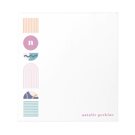 Bloc-notes géométrique Rainbow Monogram - Violet (Devant)