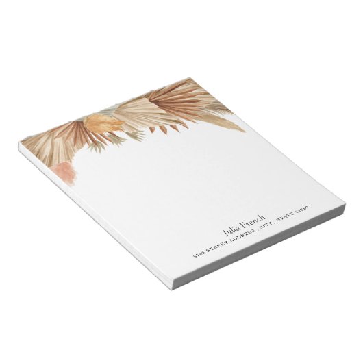 Bloc-notes Gold Pampas Boho Rose (Incliné)