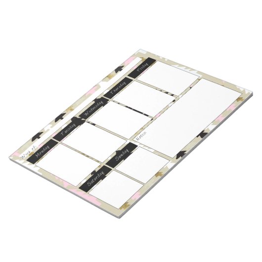 Bloc-notes hebdomadaire Chic Pink & Gold Tree Moti (Incliné)