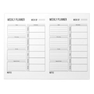 Bloc-notes horaire hebdomadaire