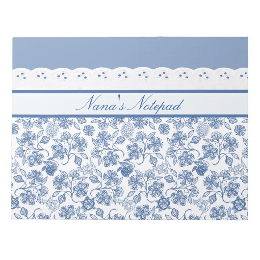 Bloc-notes Indigo Floral et Faux Lace (Devant)