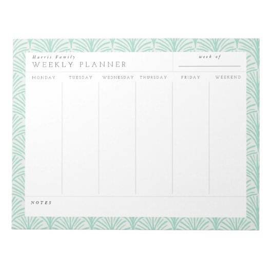Bloc-notes Jade Scallops Family Weekly Planner (Devant)
