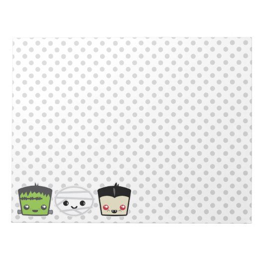 Bloc-notes Kawaii Frankenstein Mummy Dracula (Devant)