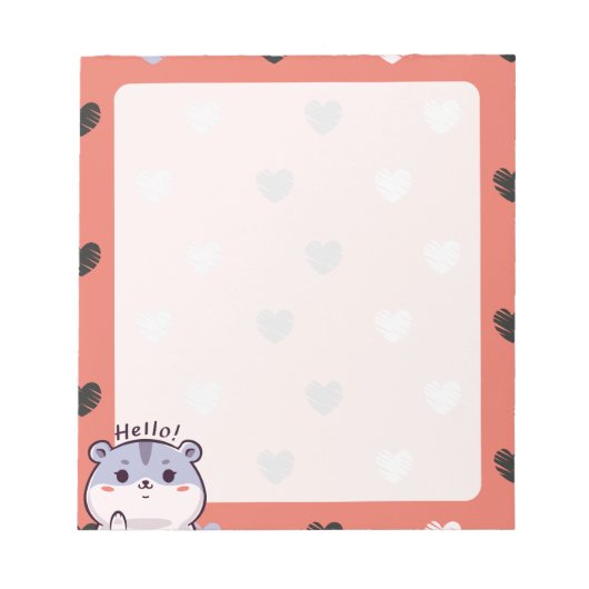 Bloc-notes Kawaii Hamster & Coeurs (Devant)