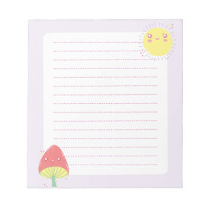 Bloc-notes Kawaii Sun et Champignons