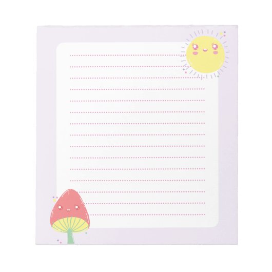 Bloc-notes Kawaii Sun et Champignons (Devant)