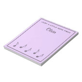 Bloc-notes lavande avec notes de musique personnal (Tourné)