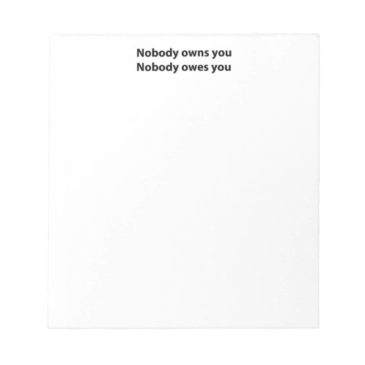 Bloc-notes Liberty - Personne Ne Vous Possède ! (Devant)