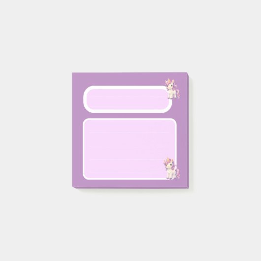 Bloc-notes licorne violette mignonne Post-it deux (Devant)