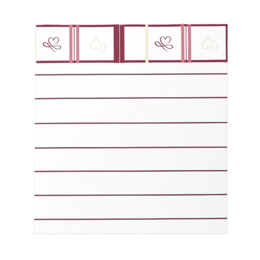 Bloc-notes ligné à motif cœurs – Design fantaisist (Devant)