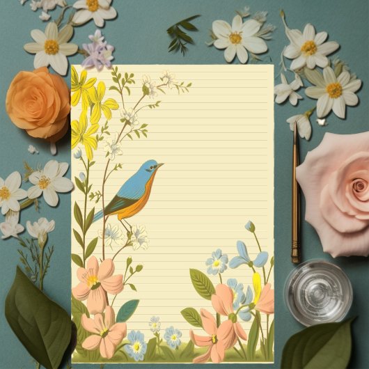 Bloc-notes ligné Bluebird & Wildflowers