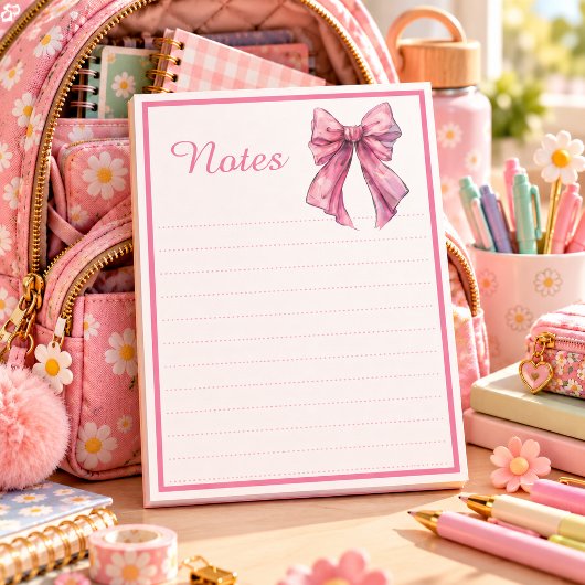 Bloc-notes ligné esthétique Ruban Rose Mignon