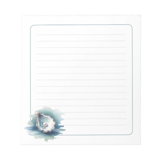 Bloc-notes ligné Océan Perle Huître Aquarelle (Devant)