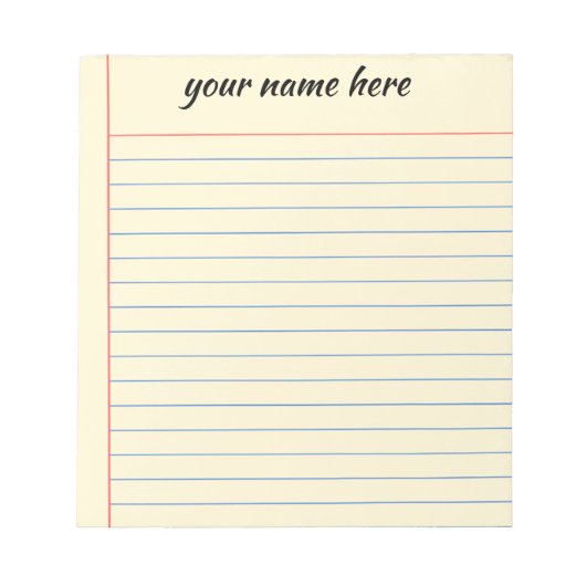 Bloc-notes ligné personnalisé (Devant)