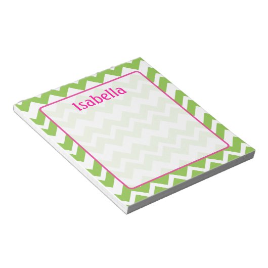 Bloc-notes Lime et Chevron Rose Zigzag (Incliné)
