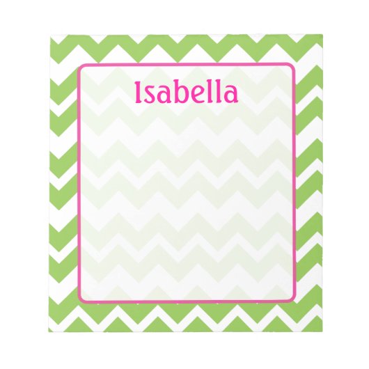 Bloc-notes Lime et Chevron Rose Zigzag (Devant)
