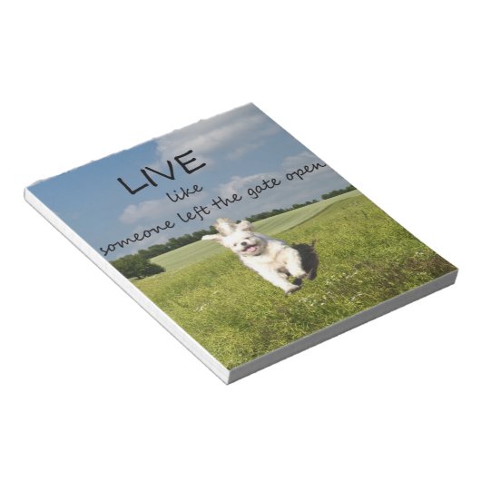 Bloc-notes "Live Like One Left Gate Open" (Incliné)