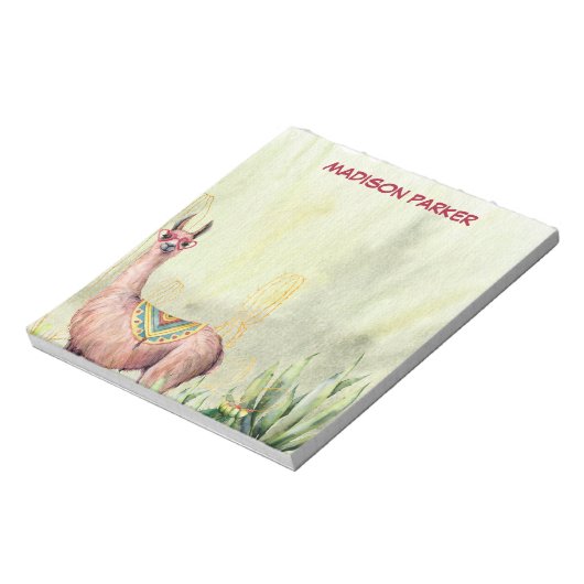 Bloc-notes Llama Cool aquarelle (Tourné)