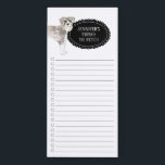 Bloc-notes magnétique de la liste d'achat Schnauze<br><div class="desc">Des choses adorables pour aller chercher le chien Schnauzer avec un cadre en tableau noir personnalisé avec votre nom.</div>