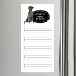 Bloc-notes magnétique de la liste d'achats Black L<br><div class="desc">Des choses adorables pour aller chercher un chien du Black Lab avec un cadre en tableau noir personnalisé avec votre nom.</div>