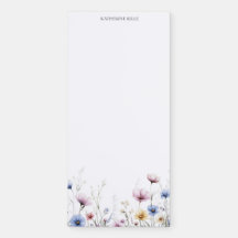 Bloc-notes magnétique personnalisé Fleurs aquarell