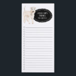 Bloc-notes magnétique sur la liste de magasins Ter<br><div class="desc">Des choses adorables pour aller chercher Wheaten Terrier chien avec un cadre en tableau noir personnalisé avec votre nom.</div>