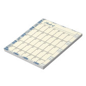 Bloc-notes mensuel à carreaux bleus et crème (Tourné)