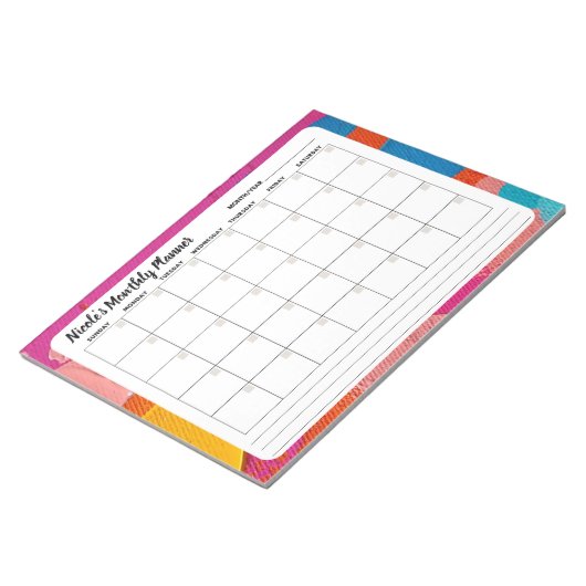 Bloc-notes mensuel Abstrait multicolore (Incliné)