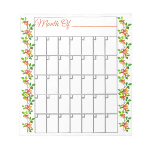 Bloc-notes mensuel Fleur Orange