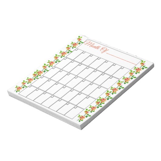 Bloc-notes mensuel orange (Tourné)