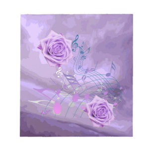 Bloc-notes miniature musique violette et roses abs