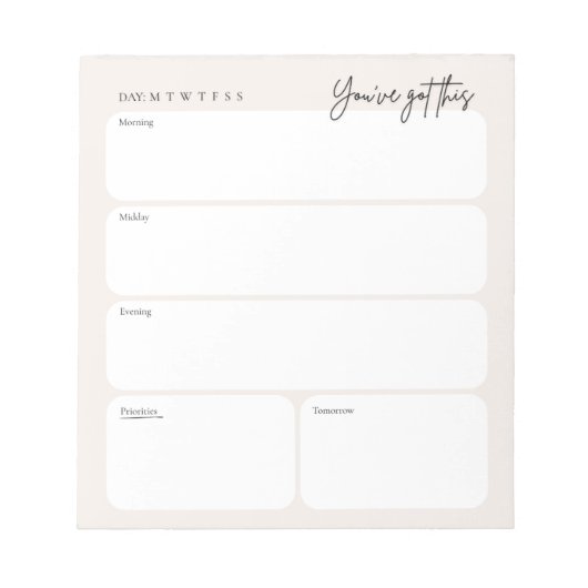 Bloc-notes minimal pour planificateur quotidien (Devant)