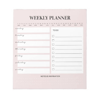 Bloc-notes minimaliste du planificateur hebdomadai