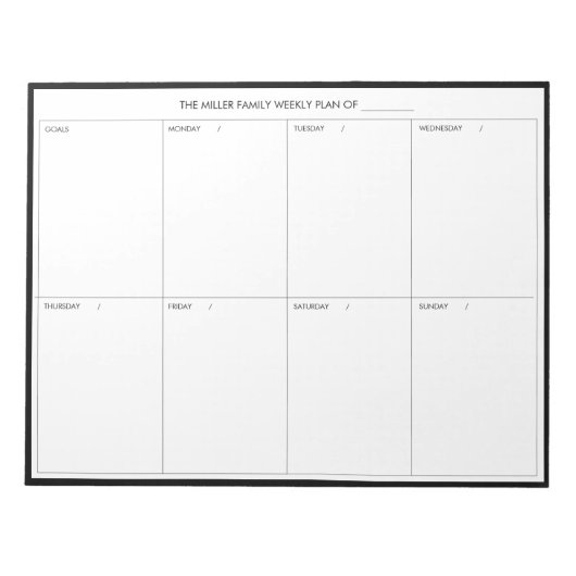 Bloc-notes minimaliste, moderne et hebdomadaire (Devant)