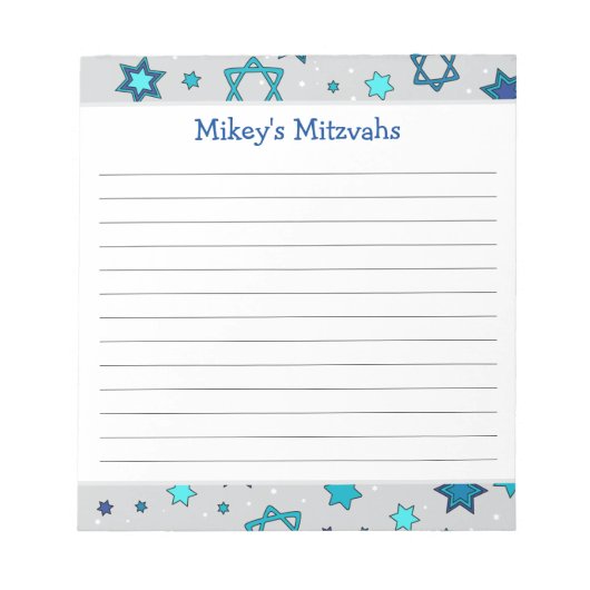 Bloc-notes Mitzvah - Etoile grise de David (Devant)