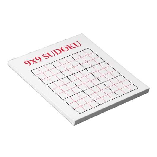 Bloc-notes Modèle simple Red 9x9 Sudoku (Incliné)