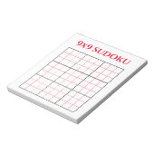 Bloc-notes Modèle simple Red 9x9 Sudoku (Tourné)