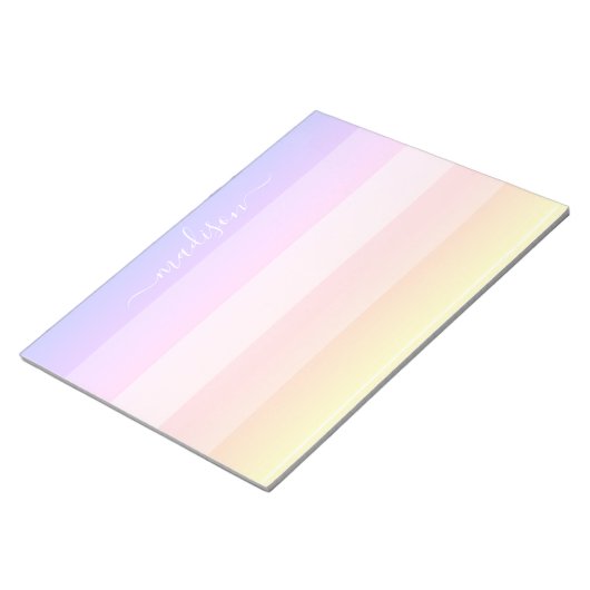 Bloc-notes moderne arc-en-ciel rayé (Incliné)