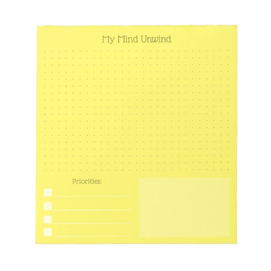 Bloc-notes moderne et joyeux jaune pour déverser s (Devant)