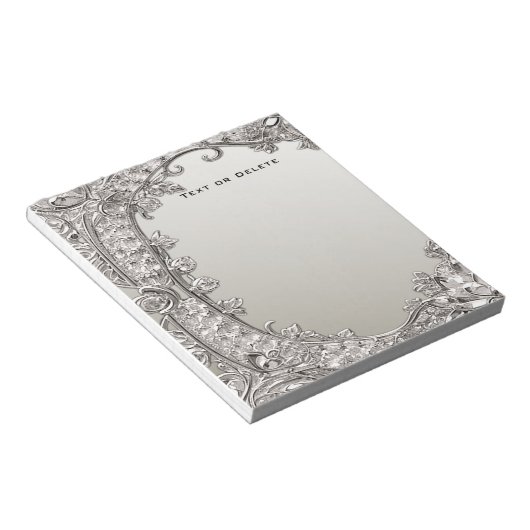 Bloc-notes moderne orné d'argent (Incliné)