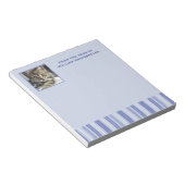 Bloc-notes moderne rayé bleu denim avec encart pho (Incliné)