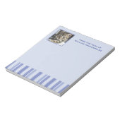 Bloc-notes moderne rayé bleu denim avec encart pho (Tourné)