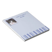 Bloc-notes moderne rayé bleu denim avec encart pho (Incliné)
