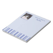 Bloc-notes moderne rayé bleu denim avec encart pho (Tourné)