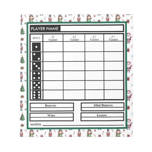 Bloc-notes moderne tendance Merry Christmas Bunco (Devant)