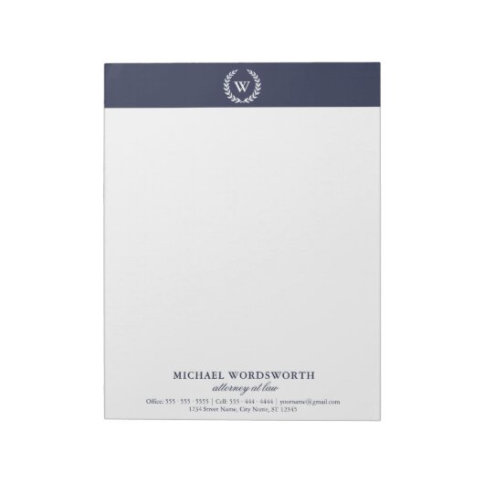 Bloc-notes Monogram Classic Élégant Professionnel (Tourné)