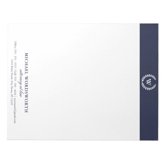 Bloc-notes Monogram Classic Élégant Professionnel (Devant)