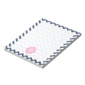 Bloc-notes monogrammé à motif chevron ikat bleu (Tourné)