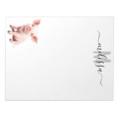 Bloc-notes monogrammé aquarelle bébé cochon mignon (Devant)