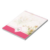 Bloc-notes monogrammé aux pâquerettes roses (Tourné)